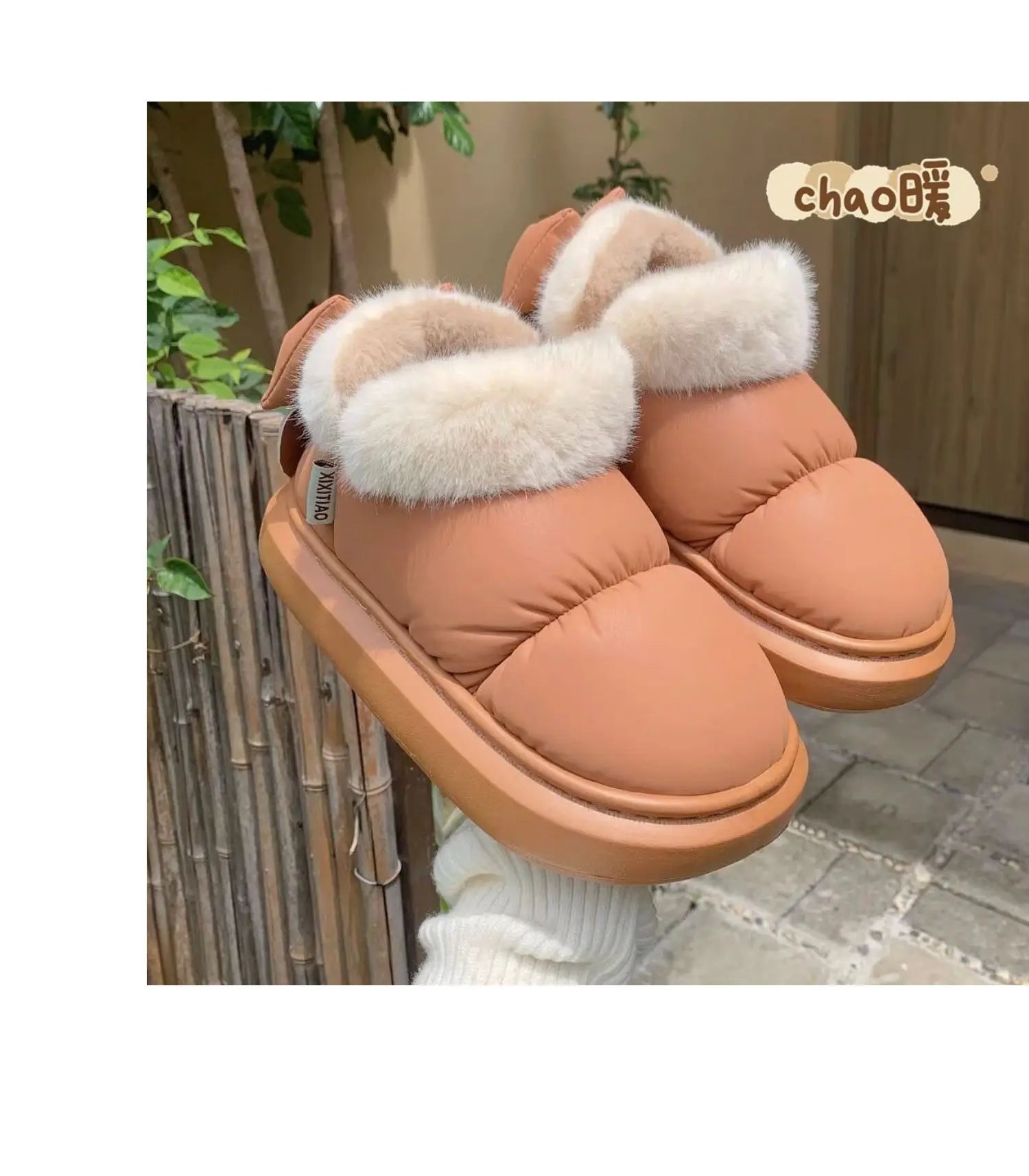 Women's Snow Boots Winter Warm Thick Ankle Boots Outdoor Anti Slip Furry Bow Cotton Shoes Comfortable Waterproof Plush Boots