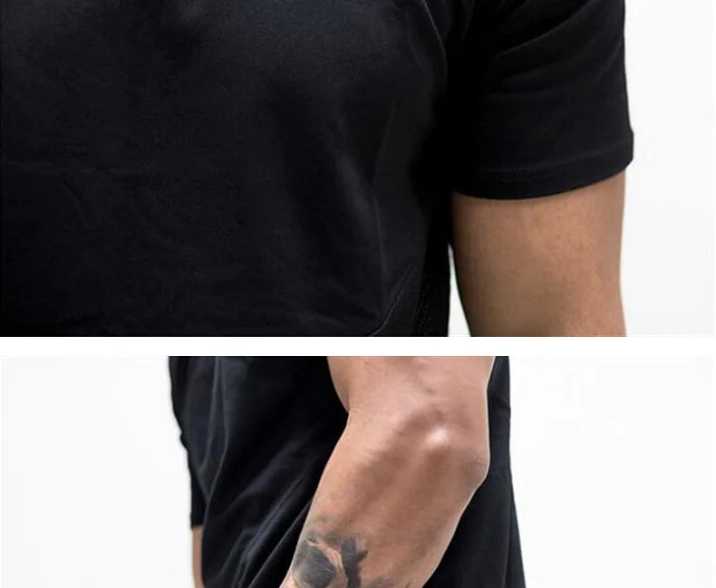 Men's Summer Fashion Fitness Tees Gym  Sport Running Patchwork Short Sleeves Shirt Breathable Bodybuilding T-shirt Man Clothing