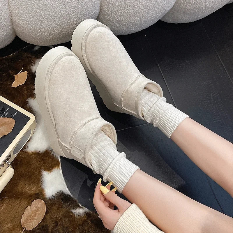 Women’s Winter Snow Boots – Thick sole, fleece-lined, short, warm, anti-slip.