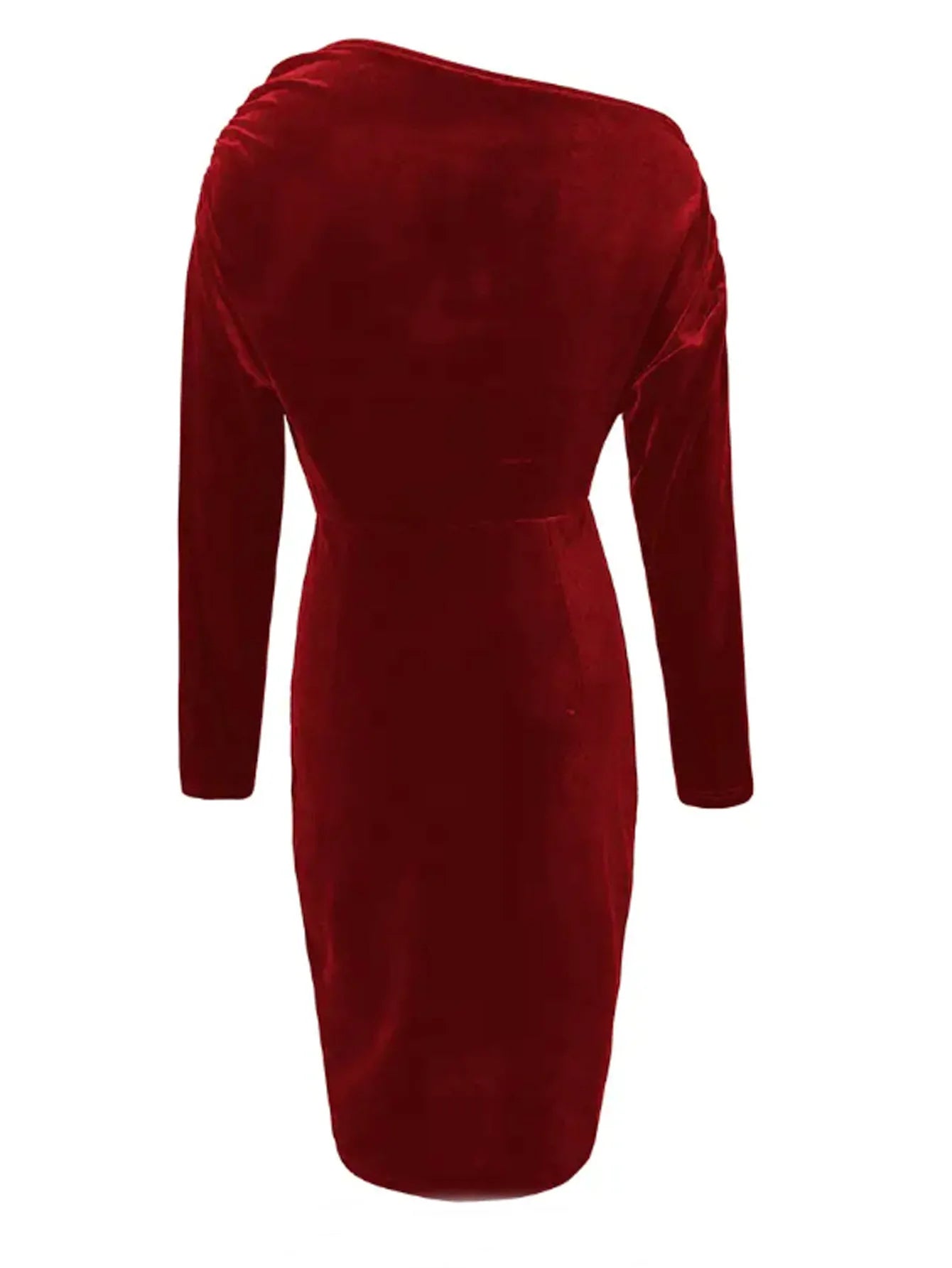 2024 Winter Red Velvet Plus Size Bodycon Dress Women Long Sleeve Large Knee Dresses Ladies Sexy Off Shoulder Evening Party Dress