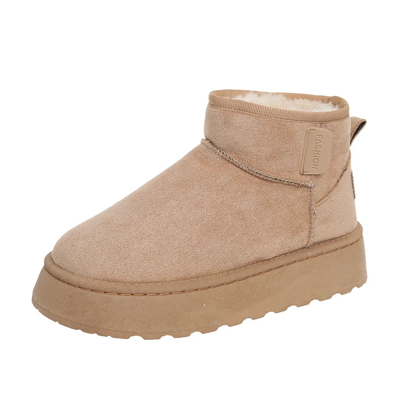 Women’s Winter Snow Boots – Thick sole, fleece-lined, short, warm, anti-slip.