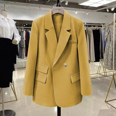 2024 Spring Fashion Oversize White Women's Blazer Korean Elegant Slim British Style Women's Small Suit Jacket Office Wear Outfit