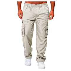 Pantalones cargo rectos holgados con múltiples bolsillos para hombre