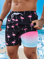 Stand out in style – gradient flamingo shorts with a smart two-piece look for total confidence.