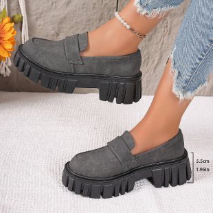 Sapatos de lazer plus size com plataforma de bolo de esponja e salto baixo