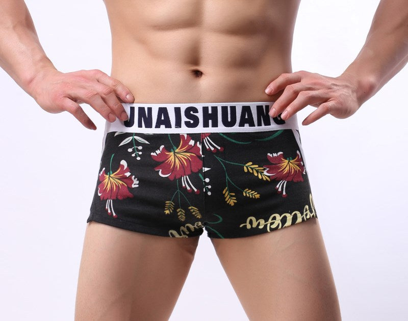 Calças de algodão masculinas Arrow Calças de seta estampadas da moda masculinas Cuecas boxer soltas sensuais