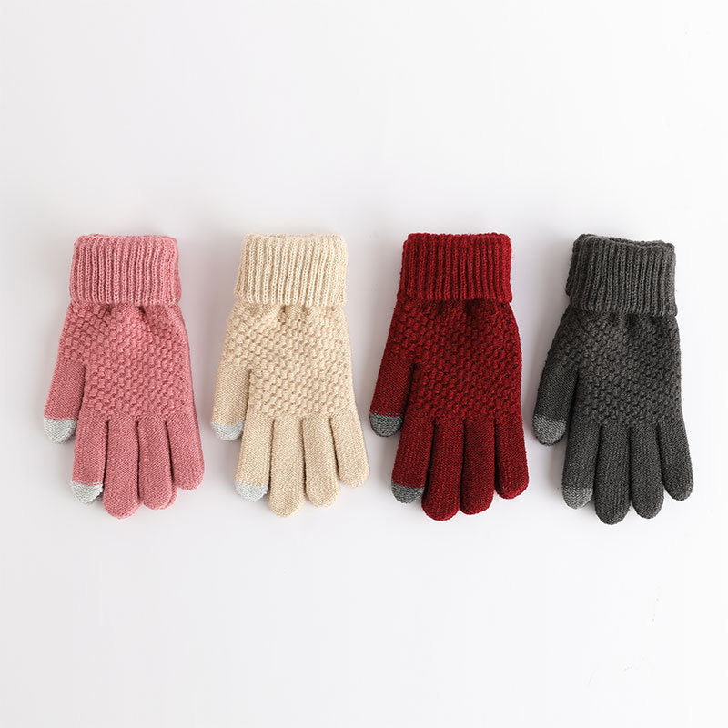 Men's And Women's Fashion Touch Screen Warm Jacquard Gloves