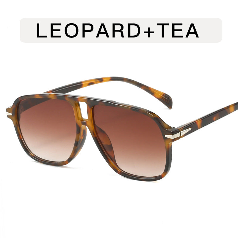 Óculos de sol estilosos com estampa de leopardo voador retrô Toad Double Beam