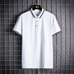 Camisa Polo de Trigo Masculina Business Simplicity Gentleman Britânica Manga Curta Lapela Camiseta Polo Camisa Masculina Verão