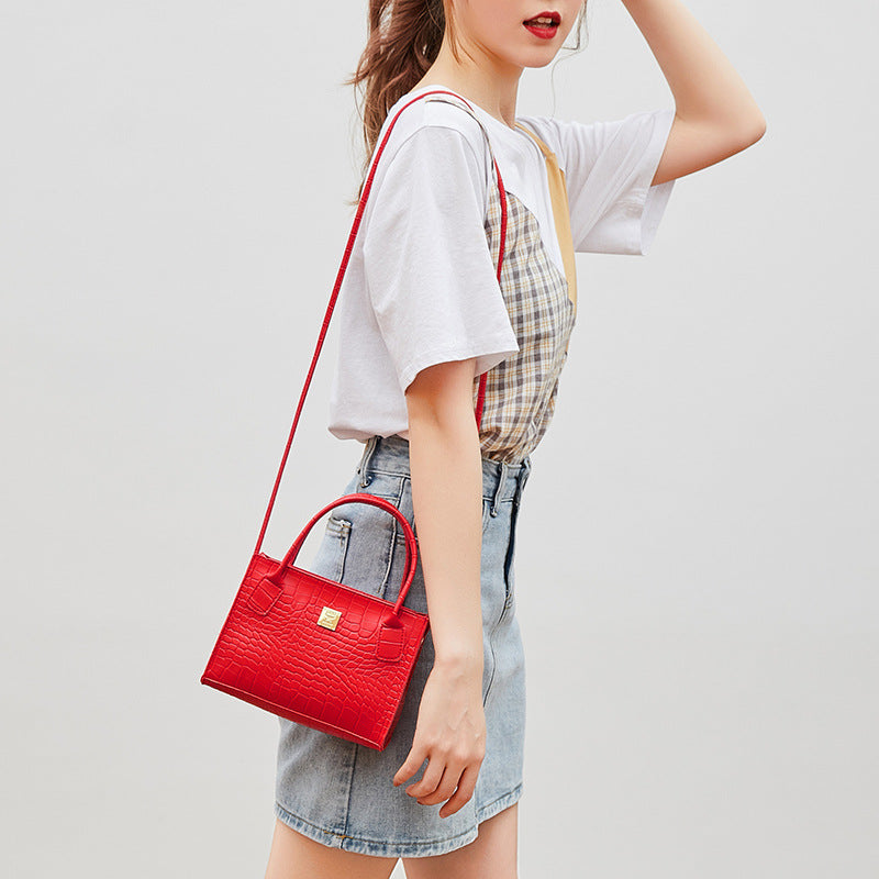 Moda Pequena Bolsa Quadrada Única Ombro Diagonal Bolsa Portátil para Senhora