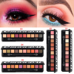 Paleta de sombras peroladas matte criativa de 10 cores