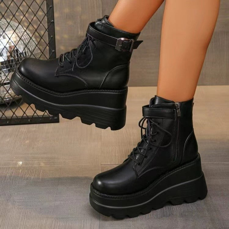 Cos Comic Show Boots Height Increasing 95cm Platform Platform Platform Plus Size 43 Wedge Black Slimming Martin Booties