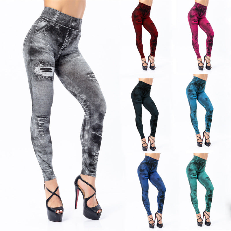 Leggings de mezclilla súper elásticos de 9 puntos para mujer 