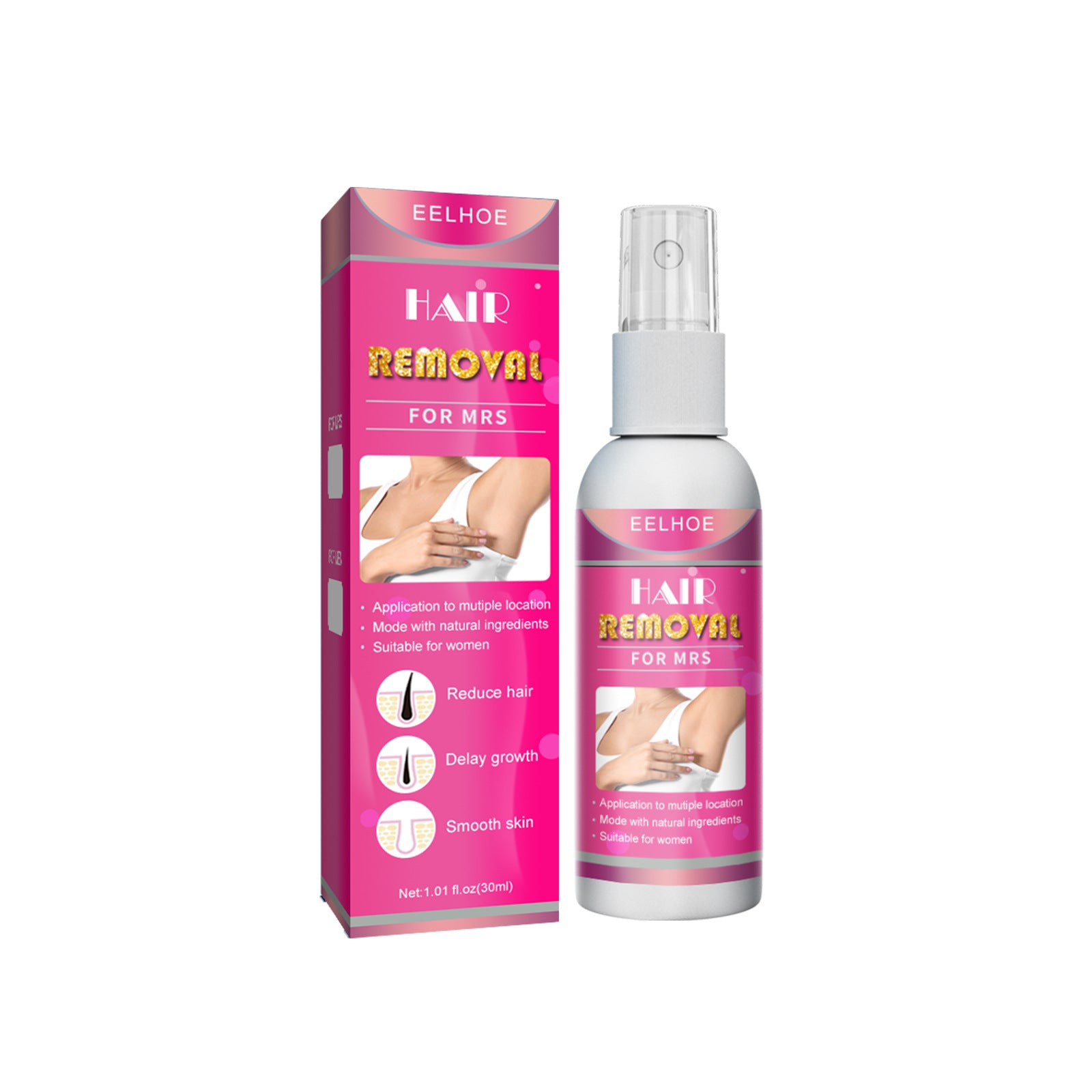 Spray depilatorio para hombres y mujeres con piernas peludas