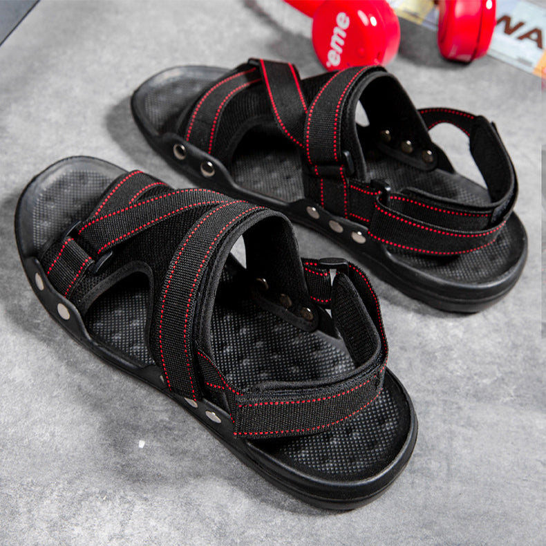 Sandálias Romanas Casuais Masculinas Sapatos de Velcro com Tira