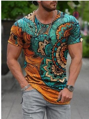 Camiseta de manga corta con cuello redondo informal para hombre nueva de estilo europeo y americano