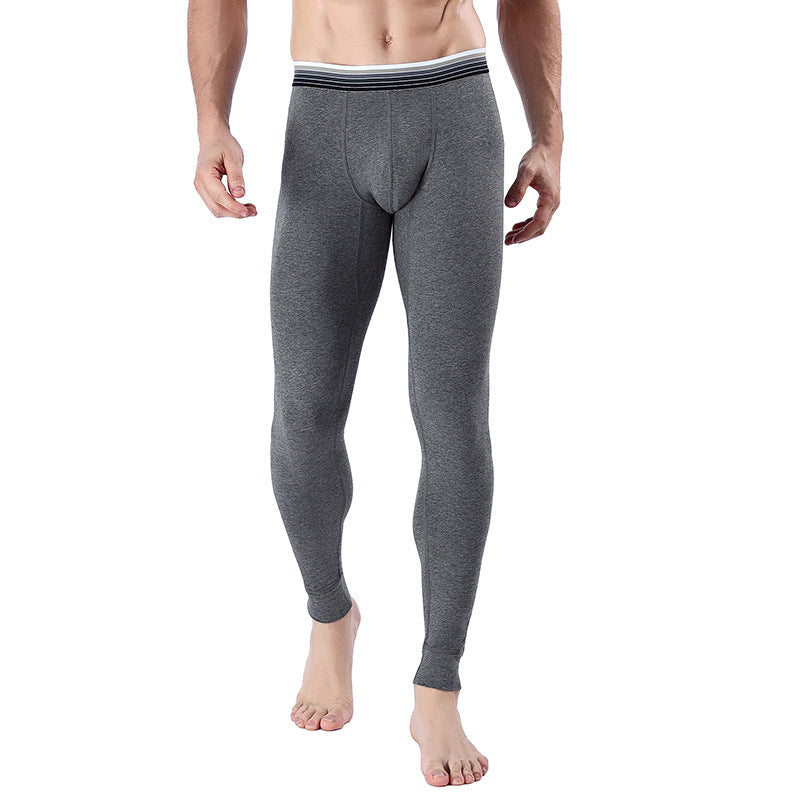 Calças masculinas curtas Long Johns com aquecimento, calças de algodão com contração da barriga e fundo fino