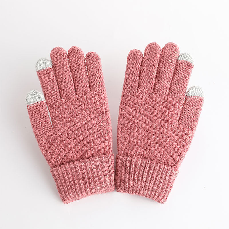 Men's And Women's Fashion Touch Screen Warm Jacquard Gloves