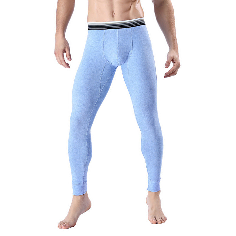 Calças masculinas curtas Long Johns com aquecimento, calças de algodão com contração da barriga e fundo fino