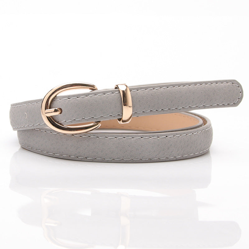 New Ladies Pigskin Decorative Casual Thin Belt