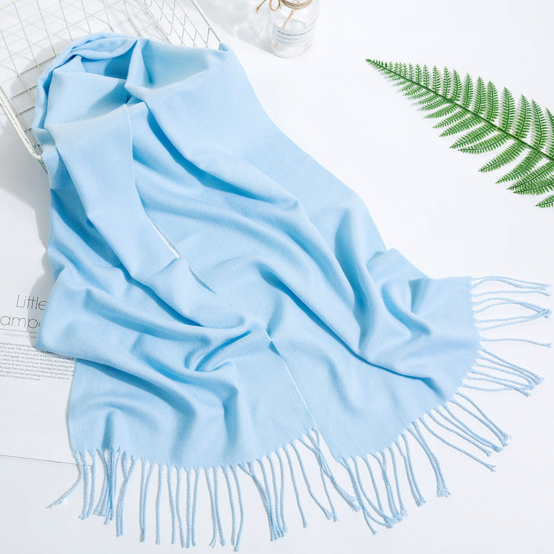 Men's And Women's Fashion Versatile Tassel Solid Color Scarf