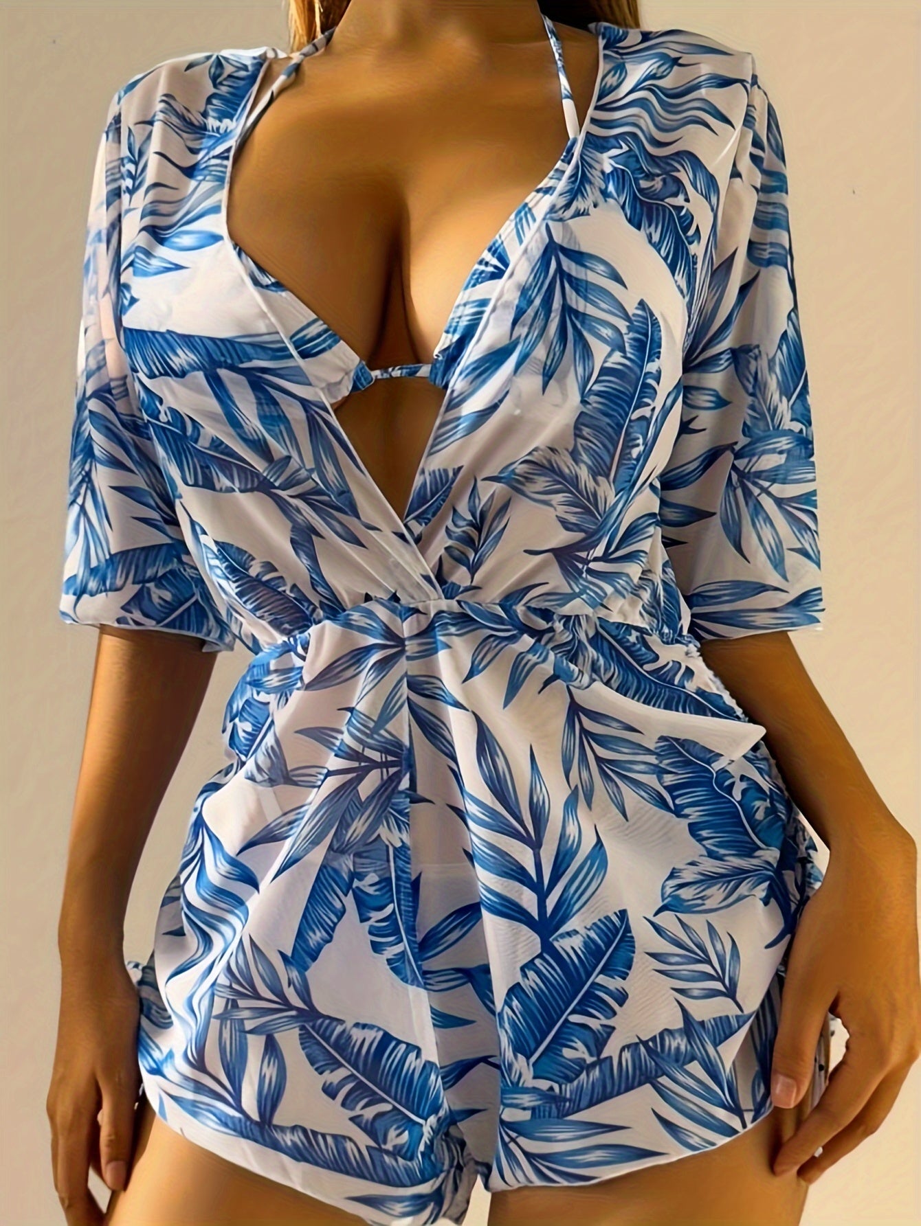 Women's Leaf Print Bikini Set