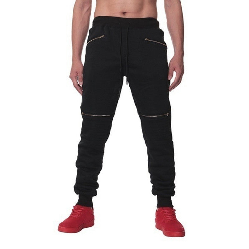 Pantalones deportivos para hombre con bolsillos dobles y cremallera, diseño con personalidad