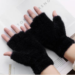 Coral Velvet Flip Half Finger Gloves