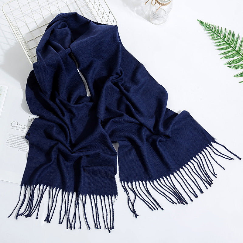 Men's And Women's Fashion Versatile Tassel Solid Color Scarf