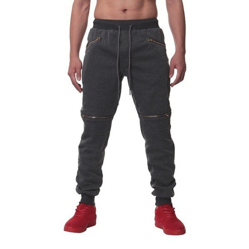 Pantalones deportivos para hombre con bolsillos dobles y cremallera, diseño con personalidad