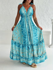 Vibrant blue floral maxi dress – breezy, bold, and perfect for spring and summer