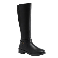 Botas femininas de salto grosso e cano longo plus size