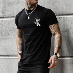 Camiseta de manga corta con cuello redondo informal para hombre nueva de estilo europeo y americano