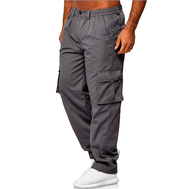 Pantalones cargo rectos holgados con múltiples bolsillos para hombre