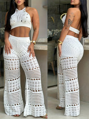Chic Two-Piece Set – Breezy Hollow Design, Soft Woven Fabric, Perfect for Coastal Days
