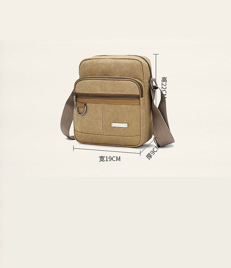 Casual Men's One-shoulder Messenger Multi-layer Canvas Bag