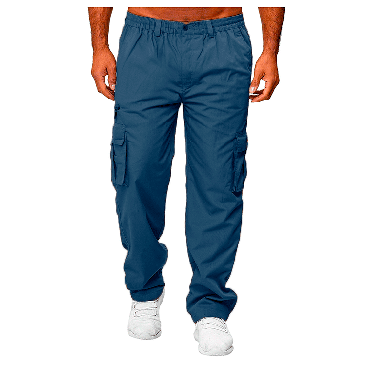 Pantalones cargo rectos holgados con múltiples bolsillos para hombre