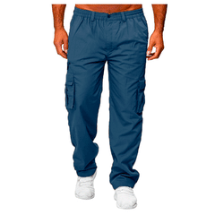 Pantalones cargo rectos holgados con múltiples bolsillos para hombre