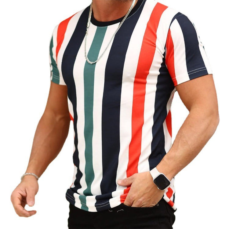 Camiseta de manga corta con cuello redondo informal para hombre nueva de estilo europeo y americano