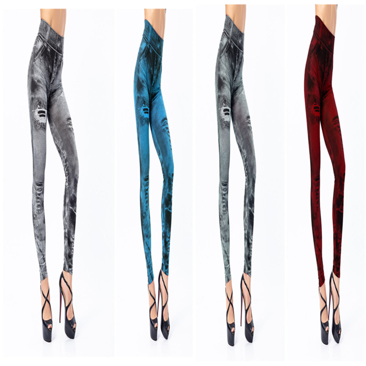 Leggings de mezclilla súper elásticos de 9 puntos para mujer 