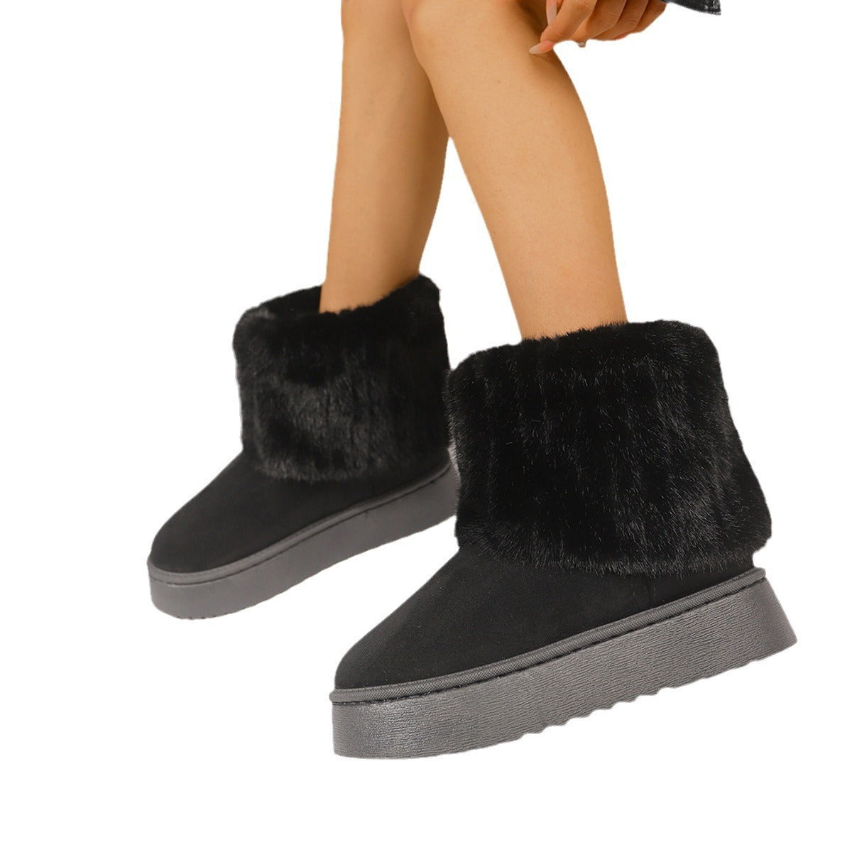 Botas de neve femininas casuais e combinando da moda