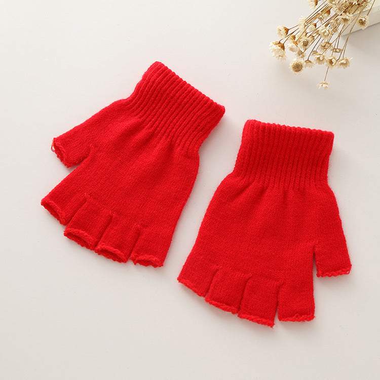 Coral Velvet Flip Half Finger Gloves