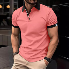 Men's Casual Button Solid Color Short Sleeves