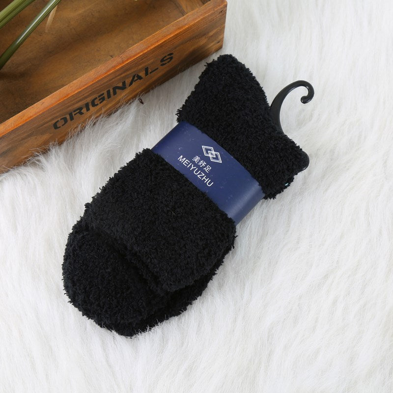 Men's Solid Color Thick Warm Coral Fleece Socks