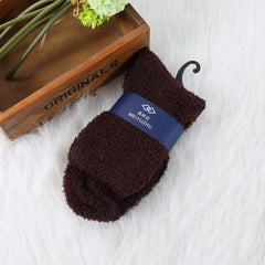 Men's Solid Color Thick Warm Coral Fleece Socks