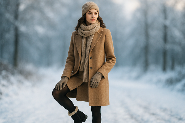 uma modelo com roupa de inverno